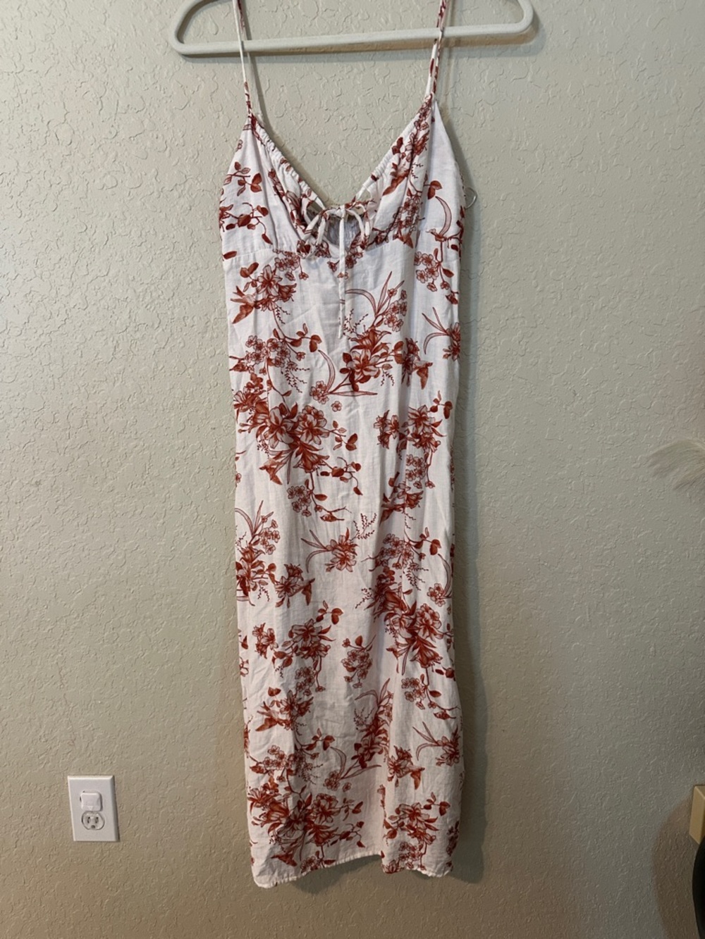 Monteau White Dress with Rust Floral Print 7